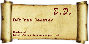Dénes Demeter névjegykártya